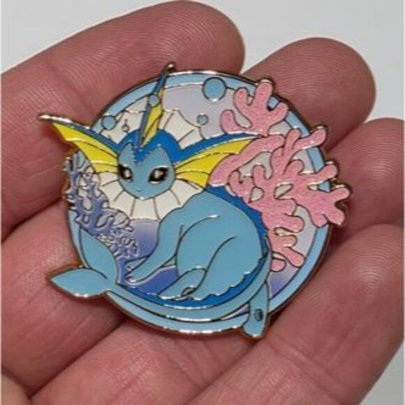 Vaporeon Coral Reef Pokémon Enamel Pin - Ocean Theme Collector’s Lapel Pin - Picture 2 of 4